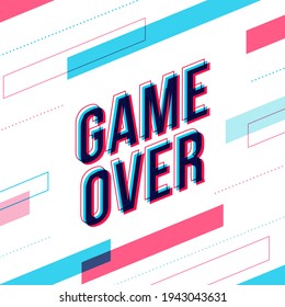 Game Over sign in isometric style. Overlapped letters with abstract elements. Vector illustration.