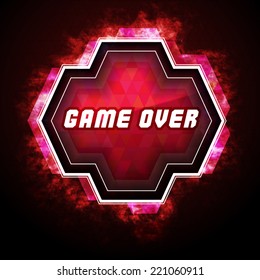 Game over sign on computer game screen / game badge