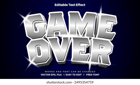 Game over silver  3d editable text effect style.