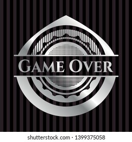 Game Over silver shiny emblem]. Vector Illustration. Mosaic.