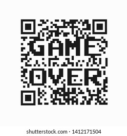 game over slogan in qr code concept graphic illustration