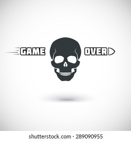 Game over, symbol with skull. Vector illustration for your design.