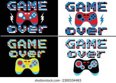 Game over t shirt , gaming t shirt design