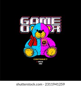 juego sobre la moda vintage abstracta del oso de peluche
