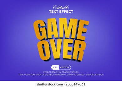 Game Over Text Effect 3D Curved Style. Editable Text Effect.