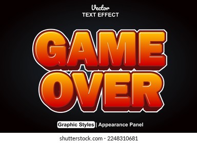 Game over text effect with graphic style and editable.