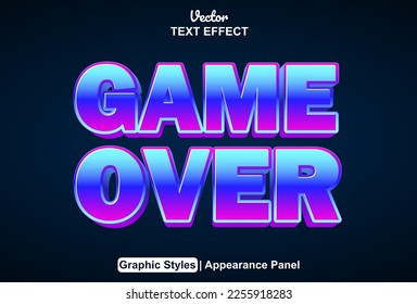 Game over text effect with graphic style and editable.