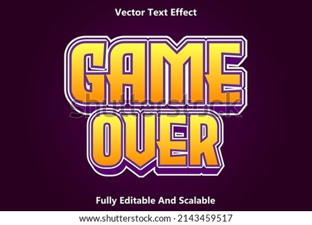game over text effect with purple color editable.