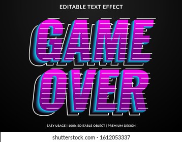 game over text effect template with neon type style and bold text concept use for brand label and logotype 