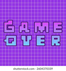 Game Over text effect template with modern pixel art style. Vector illustration