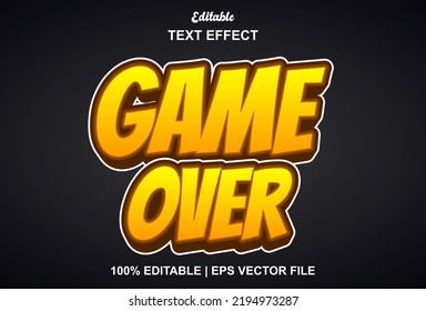 game over text effect with yellow color 3d style.