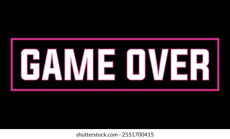 Game over text glitch animated 3d motion vedio gaming, win, loss, competition, over, game