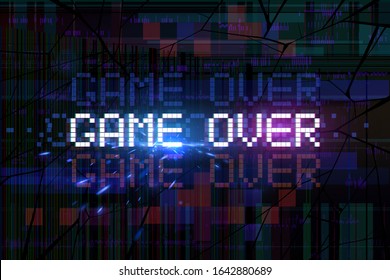 Game over text with glitch effect