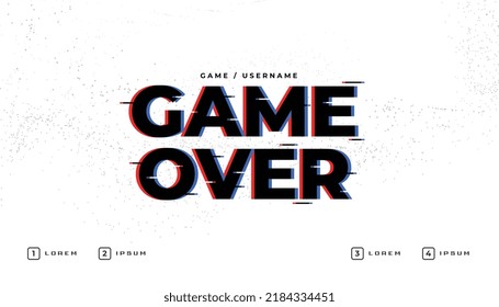 game over text in glitch style background