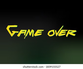 Game over text on game screen with background. Vector illustration.