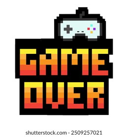 Game Over text on white background.8 bit game.retro game.	