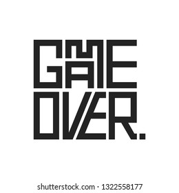 Game over text video game phrase design for print