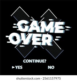 game over continue? t-shirt graphic design vector illustration 