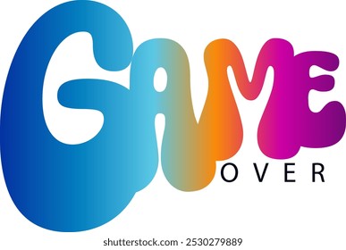 game over txt, gradient color text, Vector game over text effect