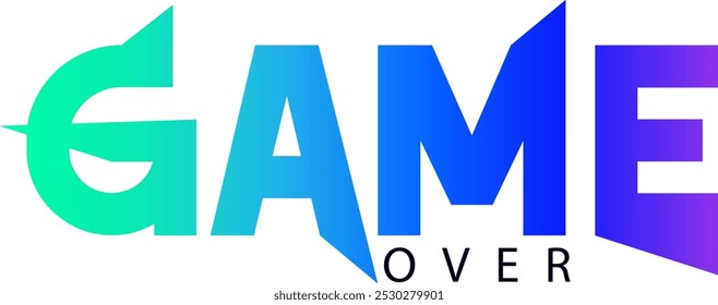 game over txt, gradient color text, Vector game over text effect