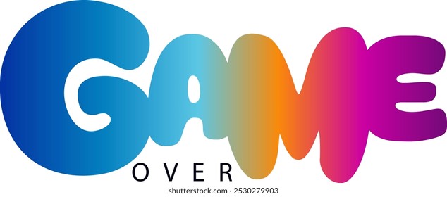 game over txt, gradient color text, Vector game over text effect