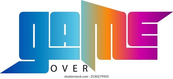 game over txt, gradient color text, Vector game over text effect