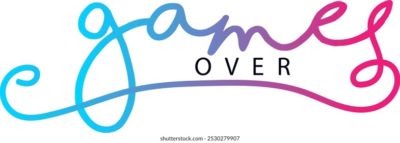 game over txt, gradient color text, Vector game over text effect