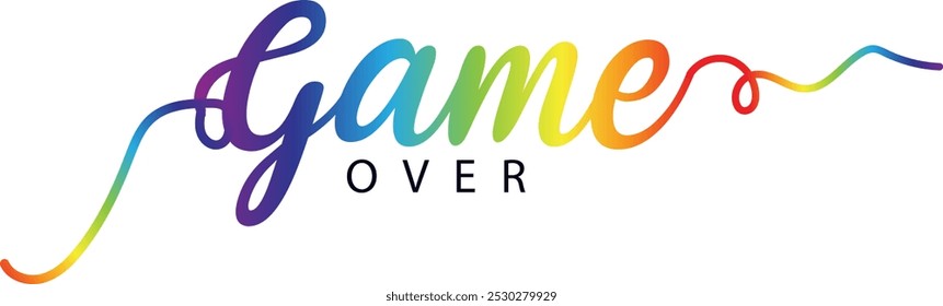 game over txt, gradient color text, Vector game over text effect