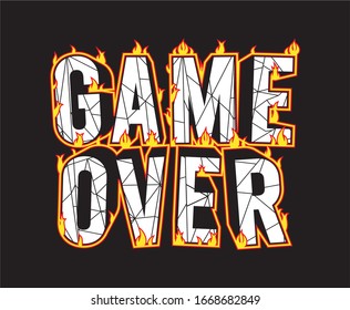 game over typography design for print t shirt