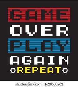 game over typography for print t shirt 