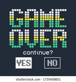 Game over typography for print t shirt. Vector illustration.