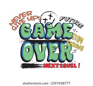 Game Over Typografie Slogan Vektorgrafik für T-Shirt und andere Verwendungszwecke