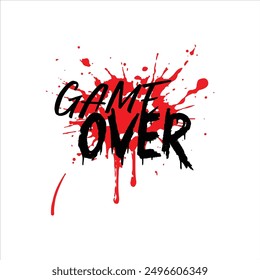 Game Over Typography t shirt design vector illustration. on white background.