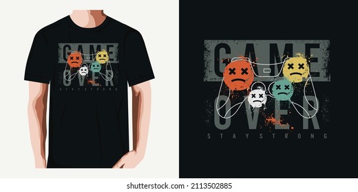 GAME OVER Typography tee shirt GAME design vector