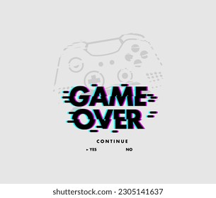  Game Over ,Typography tee shirt design vector illustration.