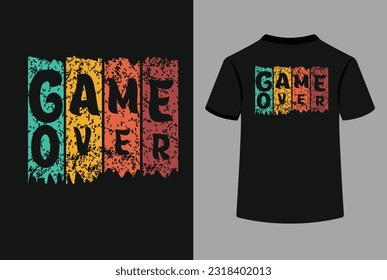 The "Game Over Typography T-Shirt Design" is a stylish and retro-inspired tribute to classic video games. With bold and eye-catching typography, the design features the iconic phrase "Game Over" 