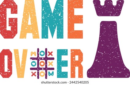 Game over typography t-shirt design, vector illustration print art with slogan for cloths and other uses | tee shirt graphic for print | gamer t-shirt | games is my DNA