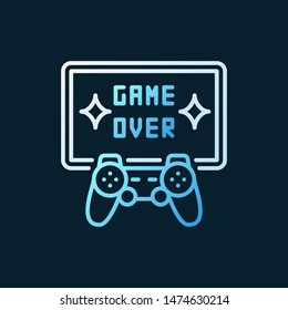 Game Over vector colorful outline icon - gamepad with TV linear symbol on dark background