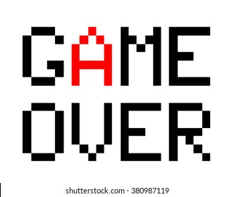 Game Over, a vector illustration of 8-bit style font of Game Over text.