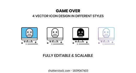 Iconos de ilustración de Game Over Vector en un estilo diferente