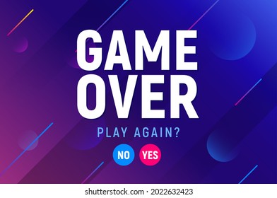 Game over vector video game screen background. Geometric game over design banner