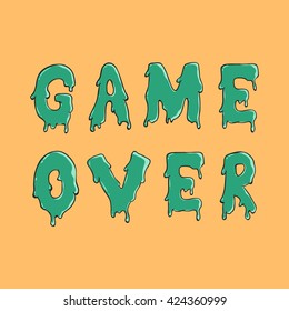 Game Over Water Drop Text on Orange Background
