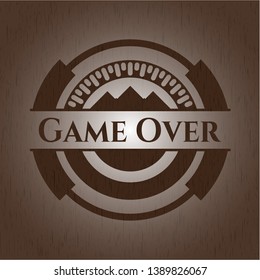 Game Over wood emblem. Vector Illustration.