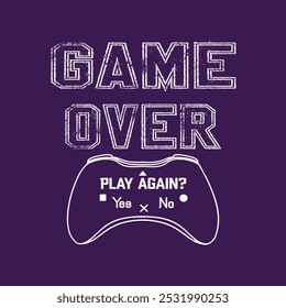 Game Over-Gaming T-Shirt Design, eps file format, with background