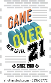 game over,t-shirt print poster vector