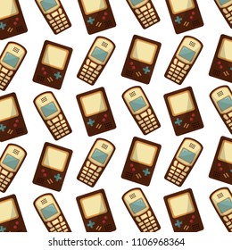 game pad with cellphone retro style pattern