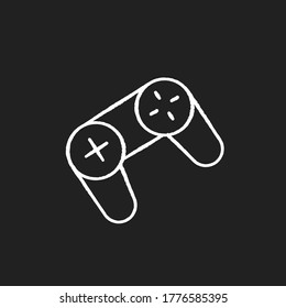 Game pad chalk white icon on black background. Console controller for playing. Gadget for video games. Cyber sport. Computer game development. Isolated vector chalkboard illustration