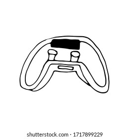 Vector doodle game controller icon illustration with color, drawn on