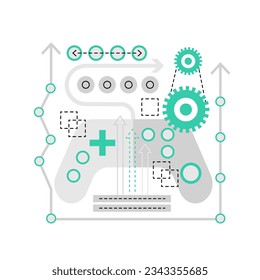 Game pad controller. Gaming joystick device, playing online games vector illustration