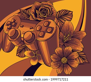 game pad with a flower for gaming vector